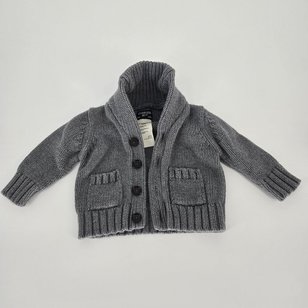 Baby Oshkosh Grey Cardigan Cotton 6 Months